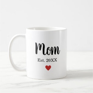 Caneca De Café Clássica Mãe Cursiva Estabelecida Ano Pequeno Cora