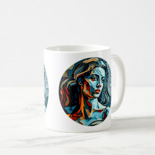 Caneca De Café Clássica Mulher De Arte Moderna, 11 oz