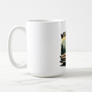 Caneca De Café Clássica Viagem de Carro Antigo Lobo Uivando Natur