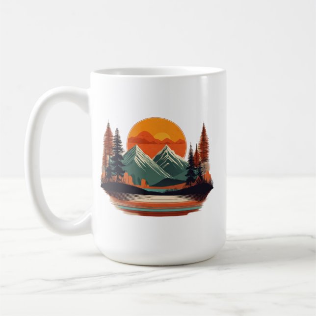 Caneca De Café Clássico 15 oz Mug - Serene Mountain Majestade (Esquerda)