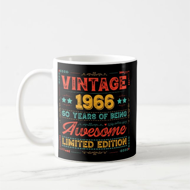 Caneca De Café Clássico 1966 Feito em 1966 60º Aniversário 60 Ano (Esquerda)