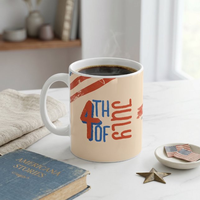 Caneca De Café Clássico 4 de Julho Dia da Independência Patriótic (Criador carregado)