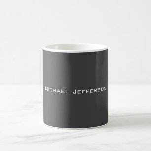 Caneca De Café Clássico Criativo Moderno Cinza Escuro & Branco