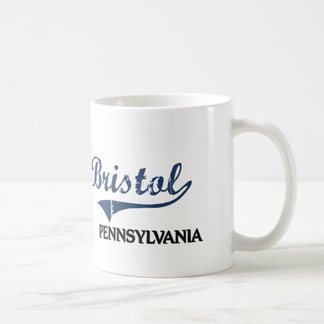 Caneca De Café Clássico da cidade de Bristol Pensilvânia (Direita)