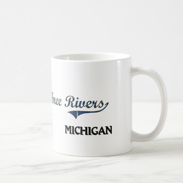 Caneca De Café Clássico da cidade de Michigan de três rios (Direita)