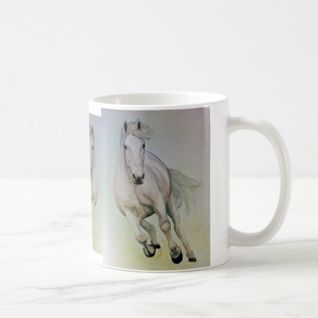 Caneca De Café Clássico de Lata e `Cavalo Branco' (Direita)