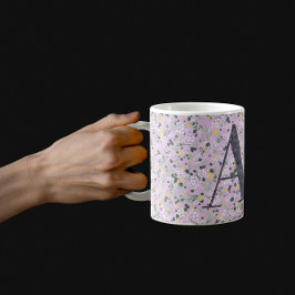 Caneca De Café Clássico Elegante Floral Monograma A lilac w/frase