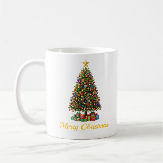 Caneca de Café Clássico Feliz Natal Árvore
