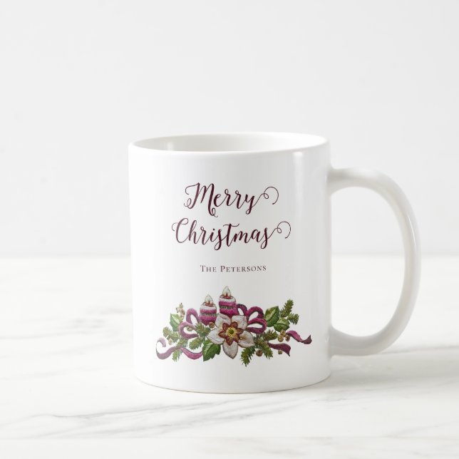 Caneca De Café Clássico Flores de Natal Clássicas Velas Arcos Nom (Direita)