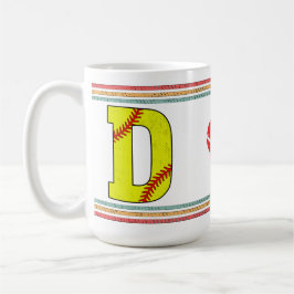 Caneca De Café Clássico Letra D de Softbol Vintage Retro Soft