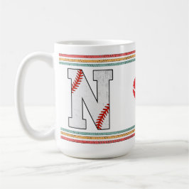 Caneca De Café Clássico Letra N de Beisebol Vintage Retro