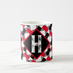 Caneca De Café Clássico Monograma Inicial Vermelho e Preto Decora