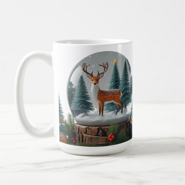 Caneca De Café Clássico Mug 15 oz Woodland - Globo de Neve de Nat (Esquerda)