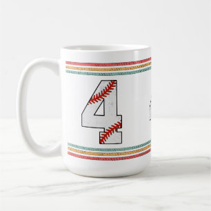 Caneca De Café Clássico Número 4 de Beisebol Vintage Retro