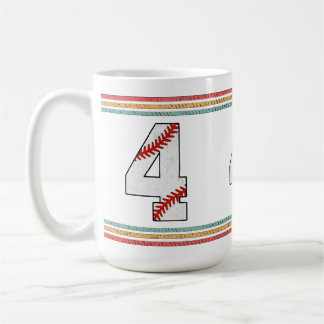 Caneca De Café Clássico Número 4 de Beisebol Vintage Retro