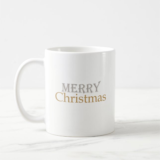 Caneca De Café Clássico Prata Dourada Feliz Café de Natal (Esquerda)