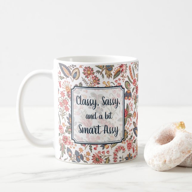 Caneca De Café Clássico Sassy Smart Assy Piada Engraçado Humor Me (Com Donut)