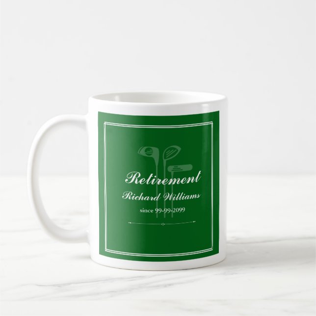 Caneca De Café Clássico Tema Golf do Golfe Verde Branco (Esquerda)