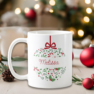 Caneca De Café Clássico Vermelho Verde Verde Berries Natal