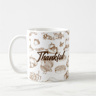 Caneca De Café Clássico Vintage Dia de Ação de Graças Minimalista