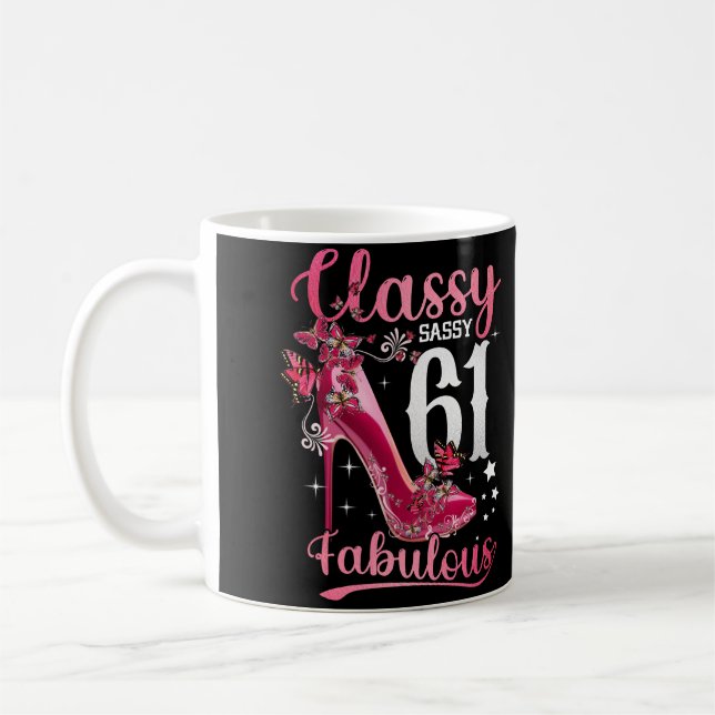 Caneca De Café Classy Sassy 61 And Faburlous 61st Birthday Floral (Esquerda)