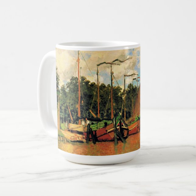 Caneca De Café Claude Monet, Barcos em Zaandam, (Frente Esquerda)