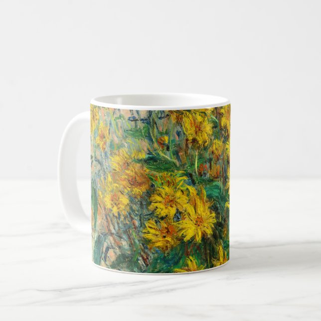 Caneca De Café Claude Monet - Flores de Alcachofra de Jerusalém (Frente Esquerda)