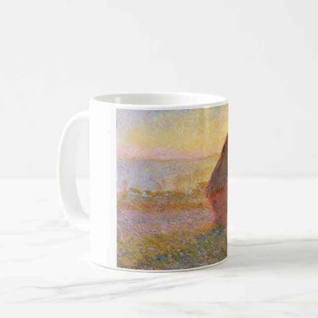 Caneca De Café Claude Monet Impressionista Pintando Graystaks I (Frente Esquerda)