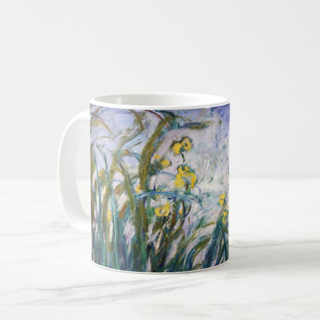 Caneca De Café Claude Monet - Íris Amarelas e Roxas (Frente Esquerda)
