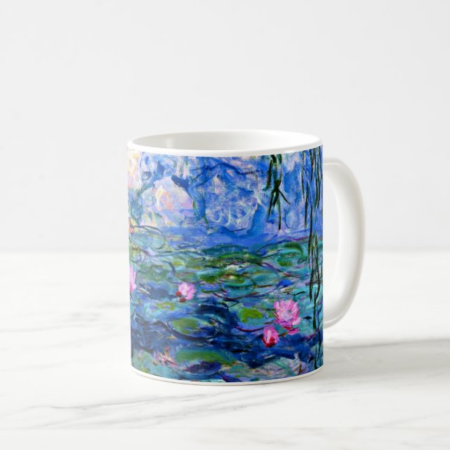 Caneca De Café Claude Monet - Lírios Água, 1919, famosa pintura (Frente Esquerda)