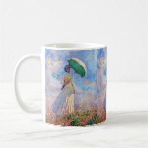 Caneca De Café Claude Monet - Mulher com Parasol virada para a di