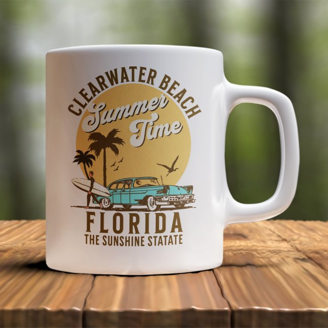 Caneca De Café ClearWater Beach Florida Summer Time (Criador carregado)