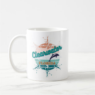 Caneca De Café Clearwater Florida Retro Vintage Explosão Sunset