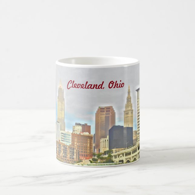 Caneca De Café Cleveland OH Riverside View Mug (Centro)