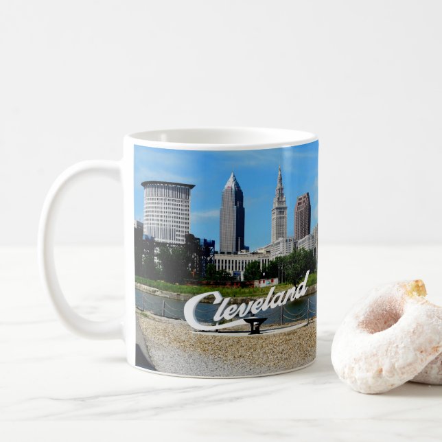 Caneca De Café Cleveland RiverSide Skyline Mug (Com Donut)