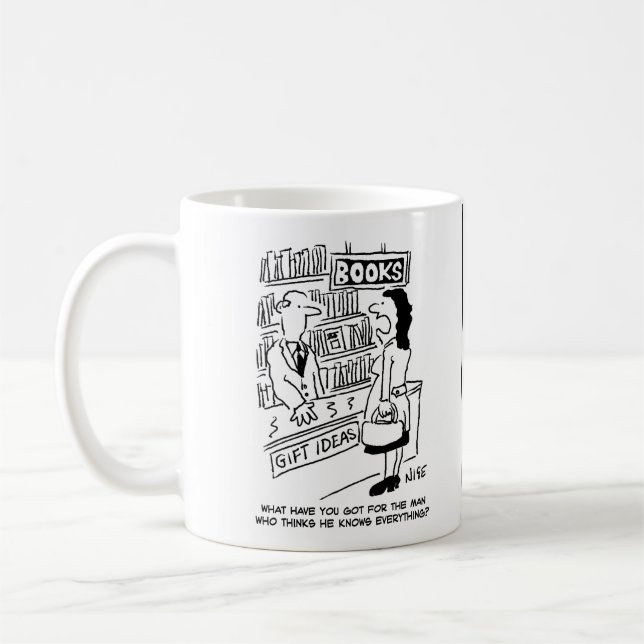 Caneca De Café Cliente da livraria faz uma pergunta ao lojista (Esquerda)