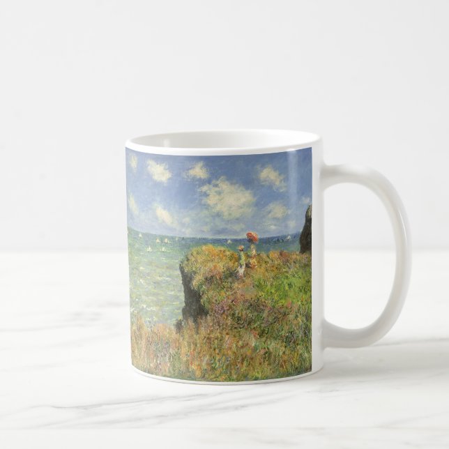 Caneca De Café Cliff Walk em Pourville por Claude Monet (Direita)
