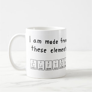 Caneca De Café Clifton com nome de mesa periódica