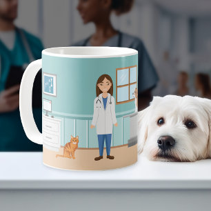 Caneca De Café Clínica Veterinária Médica Veterinária Mulher Nome