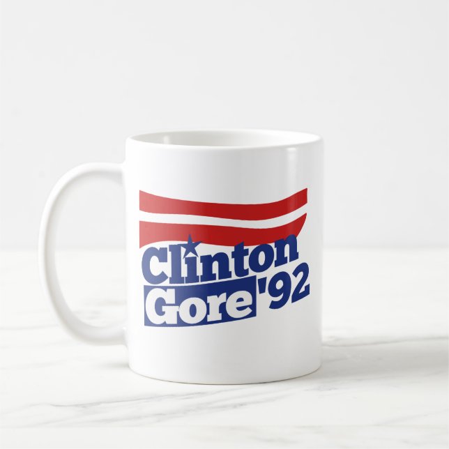 Caneca De Café Clinton Gore 92 - política retrô (Esquerda)