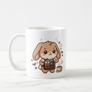 Caneca de Café Clipart Barista Coelho Fofo