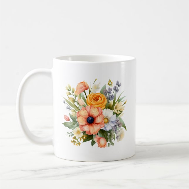 Caneca De Café Clipart de Buquê de Flores de Primavera-92390 (Esquerda)