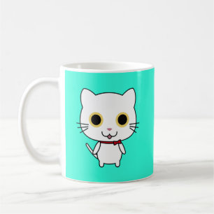Caneca De Café Clipart de Gato Antropomórfico Branco