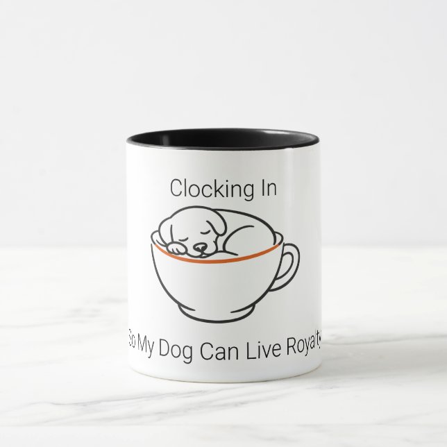 Caneca de Café Clocking In So My Dog Can Live Roya (Centro)