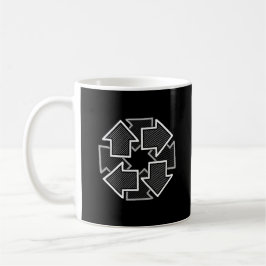 Caneca De Café Clockwise Arrows Minimal Geometric Black Variant 2