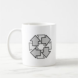 Caneca De Café Clockwise Arrows Minimal Geometric White Variant 1
