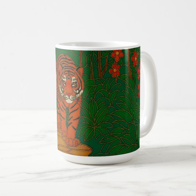 Caneca De Café Cloisonne Art Tiger on the Jungle Path (Frente Esquerda)