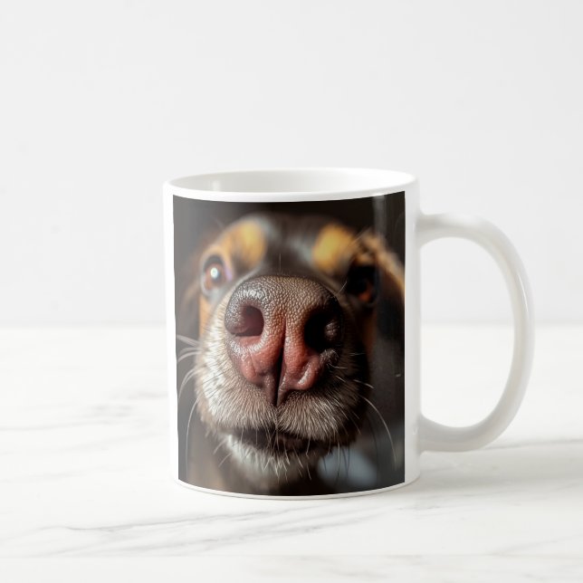 Caneca de Café Close-Up de Nariz de Cachorro Engra (Direita)