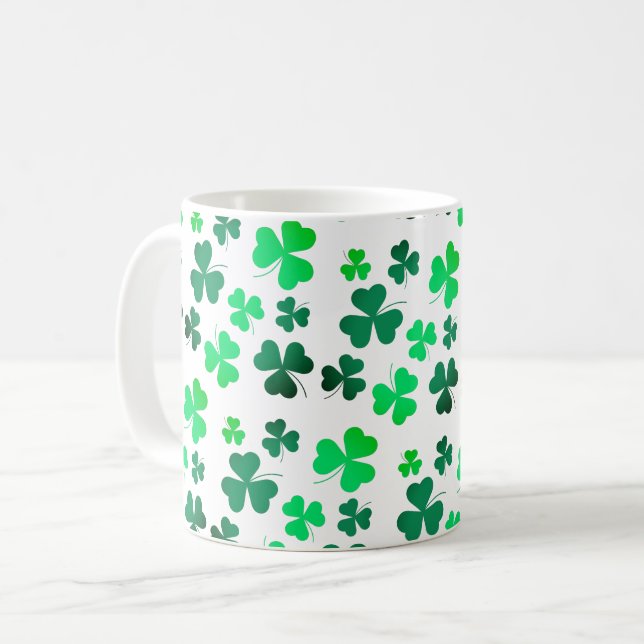 Caneca De Café Clover Shamrock Dia de São Patrício verde irlandês (Frente Esquerda)