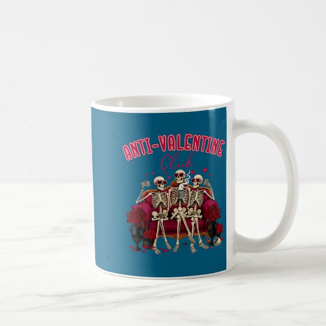 Caneca De Café Clube Anti Valentin Esqueleto Divertido Valentin S (Direita)